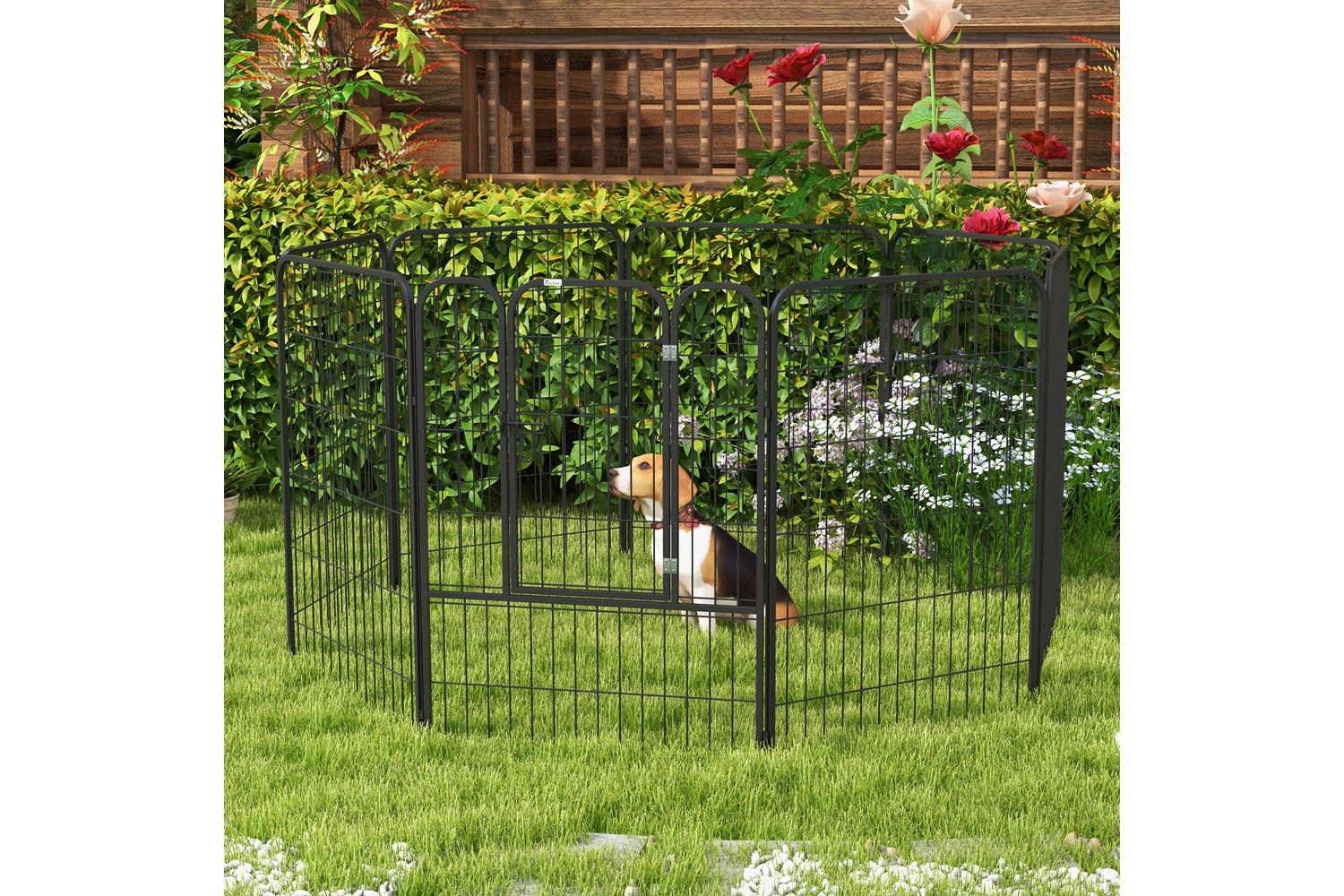 PawHut D06-107V01 4 Sizes Folding Pet Playpen | Black