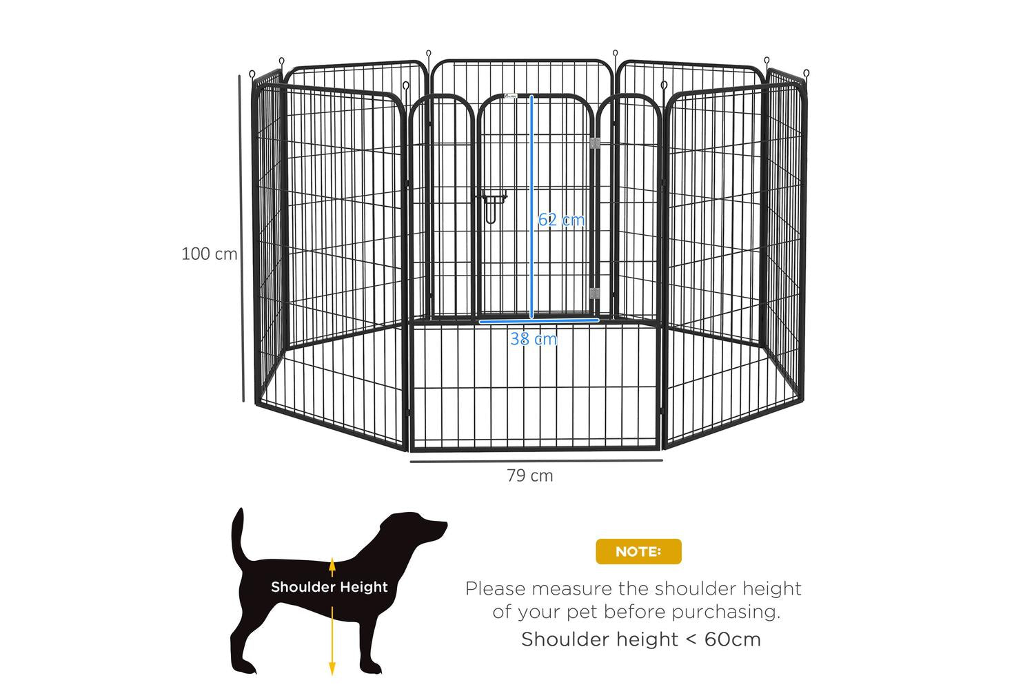 PawHut D06-107V01 4 Sizes Folding Pet Playpen | Black-2