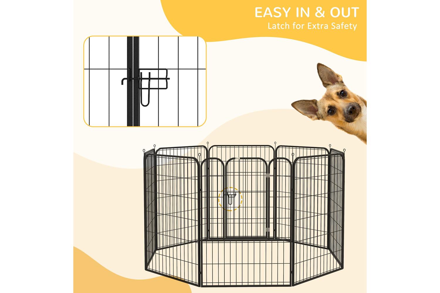 PawHut D06-107V01 4 Sizes Folding Pet Playpen | Black-4