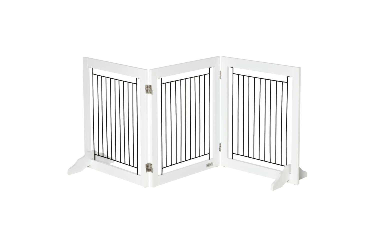 PawHut D06-131 Foldable Pet Gate with Three Panels | White-7