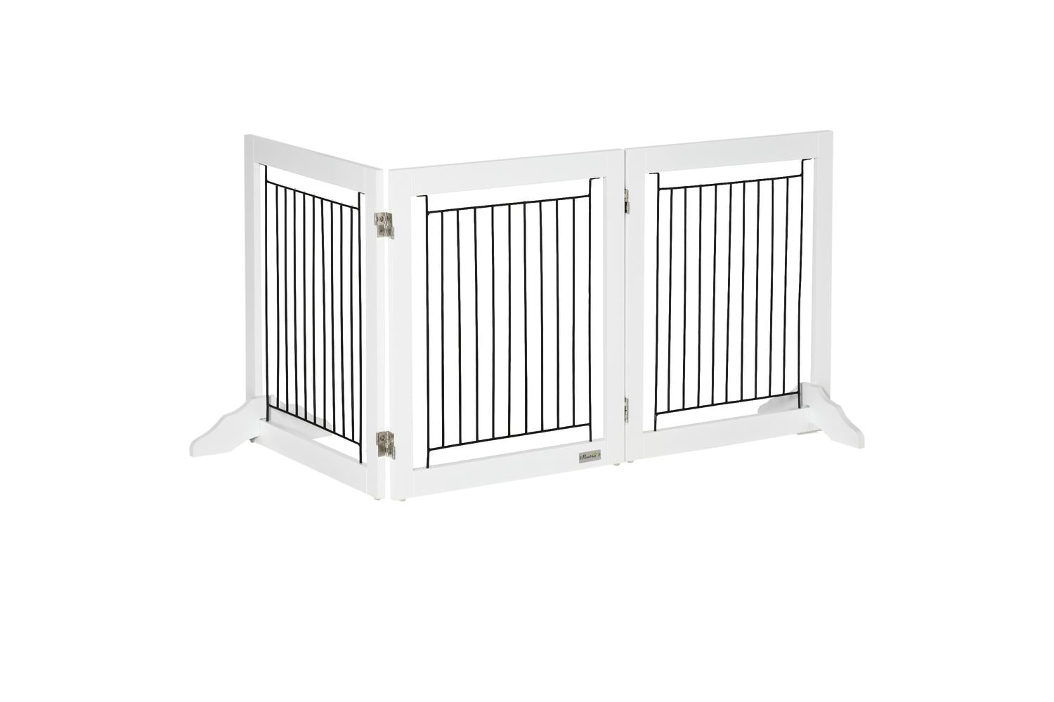 PawHut D06-131 Foldable Pet Gate with Three Panels | White-8