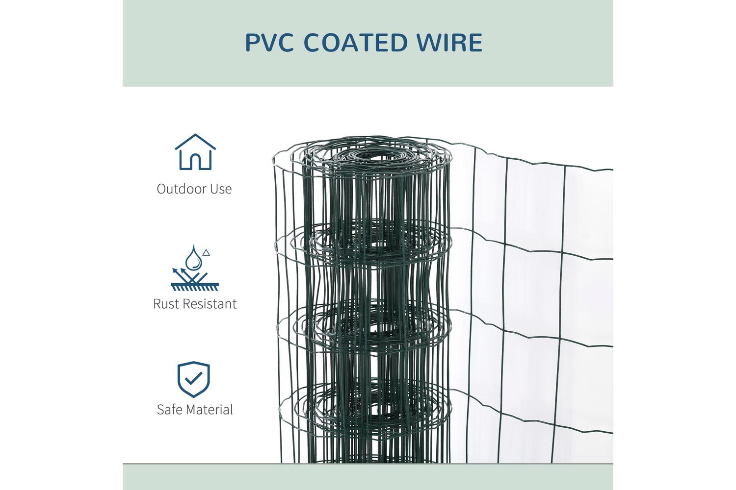 PawHut D06-135 Foldable PVC Coated Welded Garden Fence | Green-4