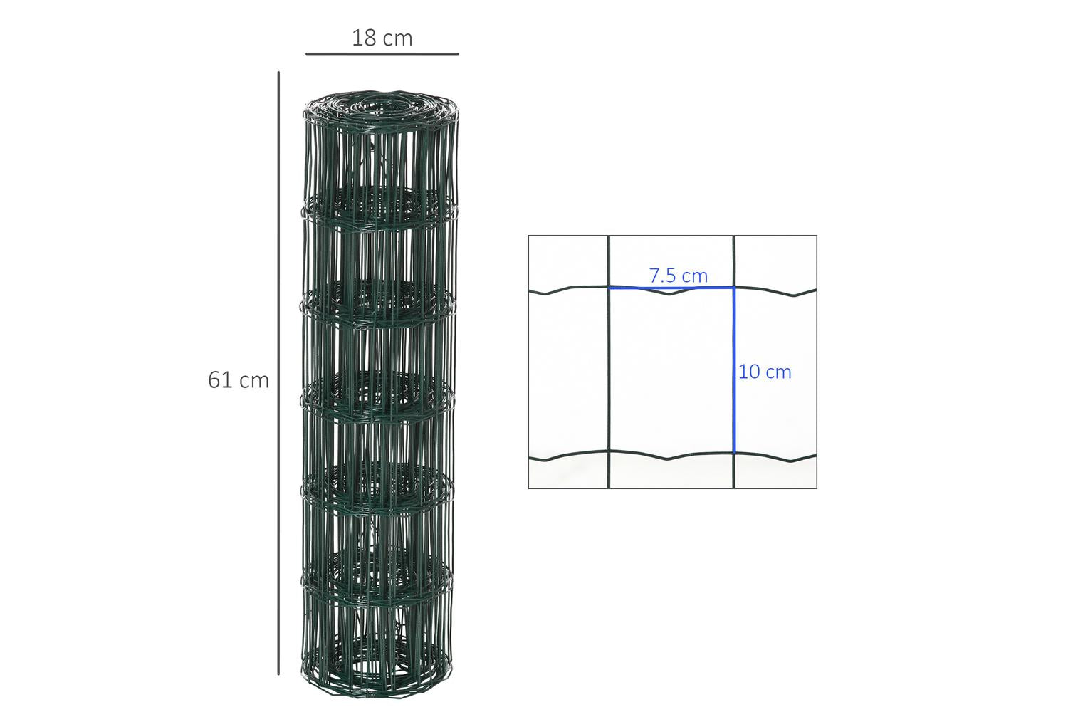 Pawhut D06-136 Foldable PVC Coated Welded Garden Fence | Green-2