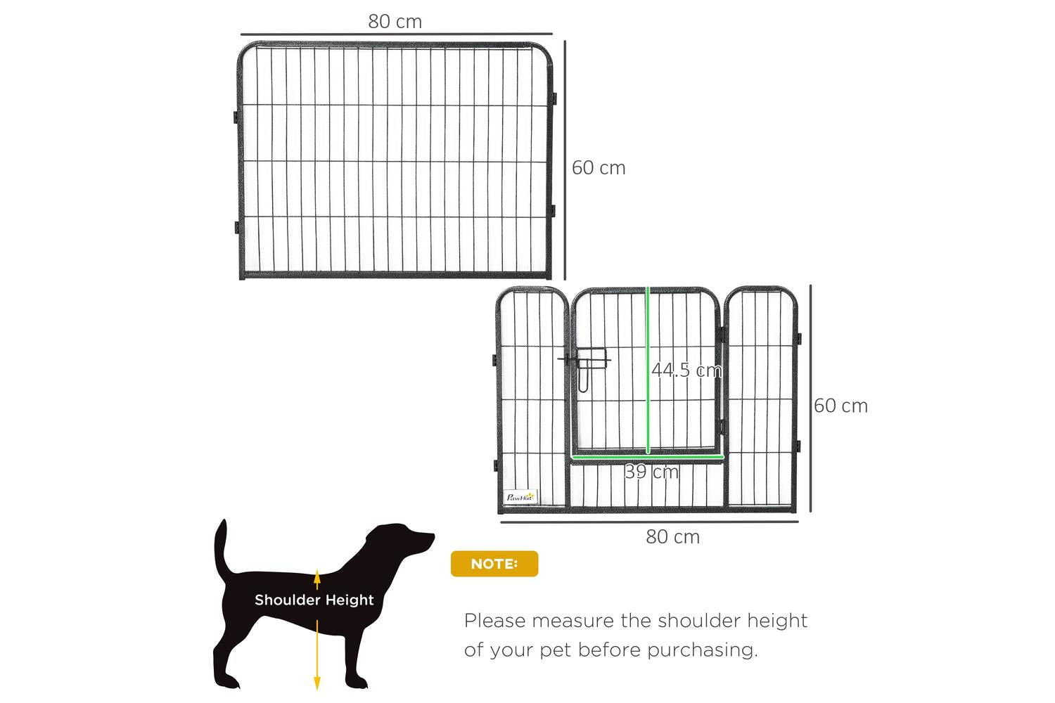 PawHut D06-141 12 Panels Foldable Heavy Duty Pet Playpen | Black,Silver-2