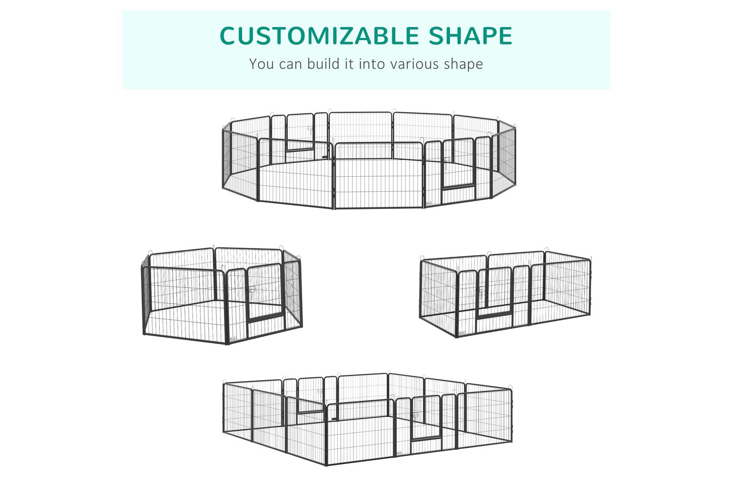 PawHut D06-141 12 Panels Foldable Heavy Duty Pet Playpen | Black,Silver-3