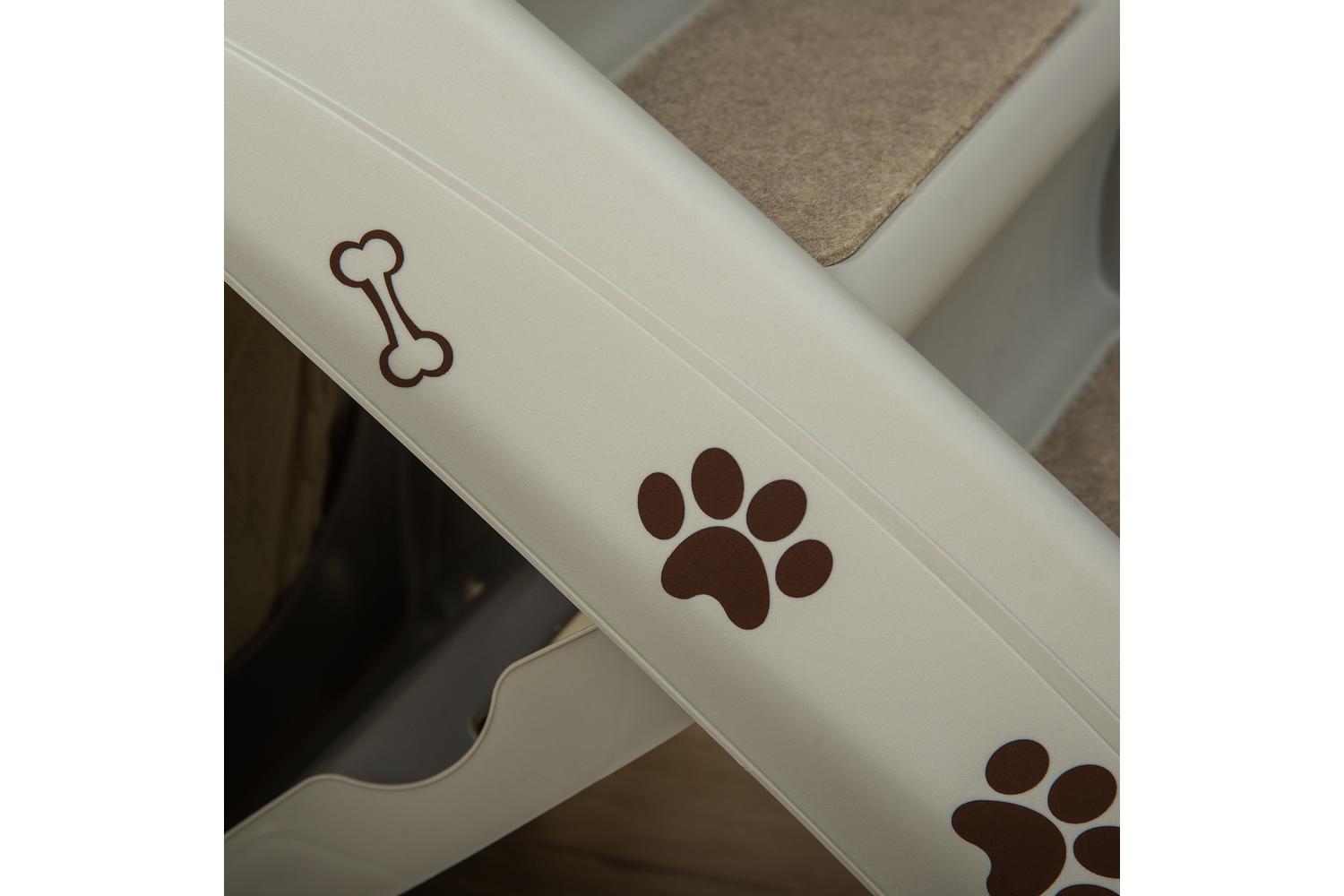 Pawhut D06-142GY Foldable Four-Step Pet Stairs | Grey-9