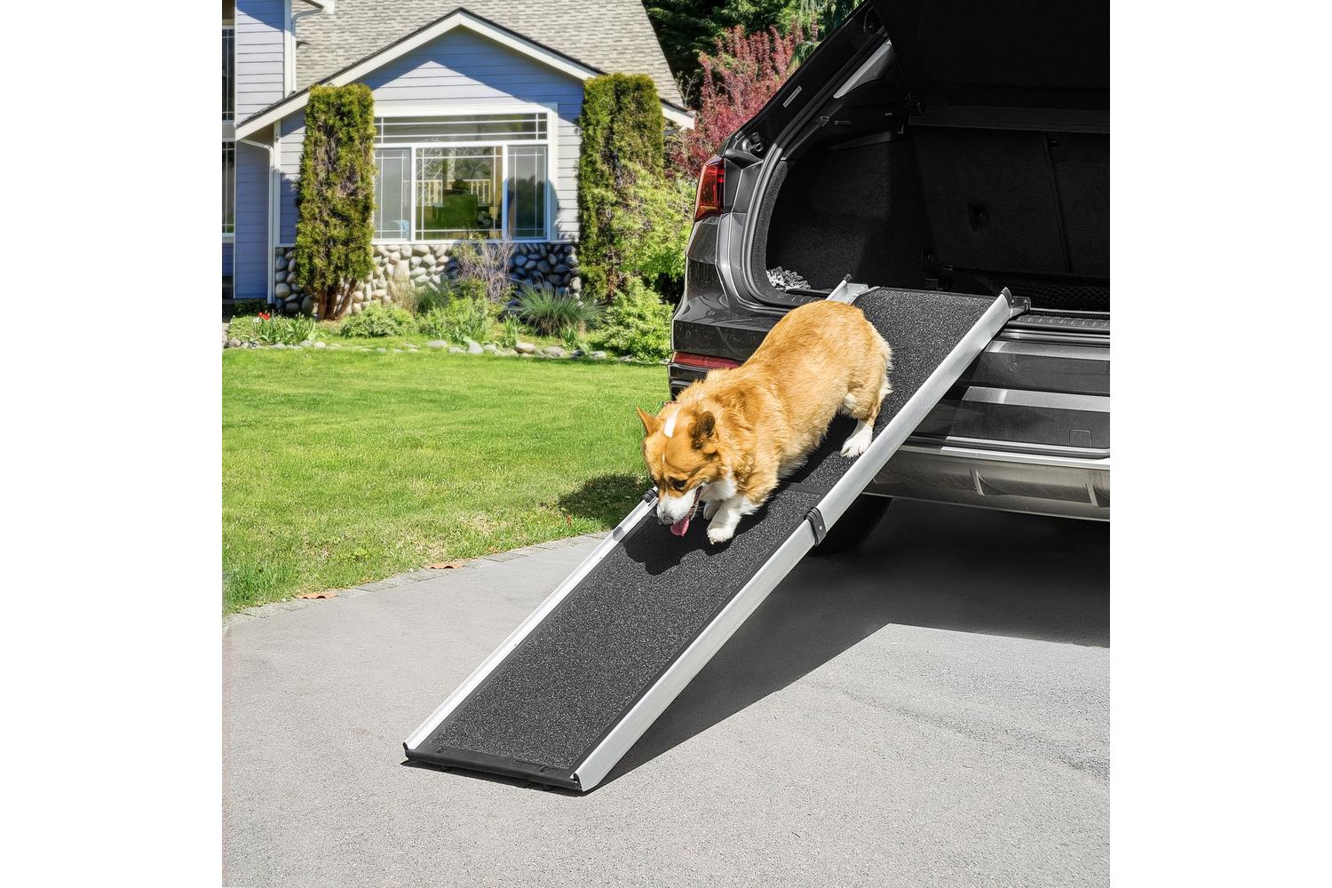 PawHut D06-143 Portable Telescoping Dog Ramp | Black