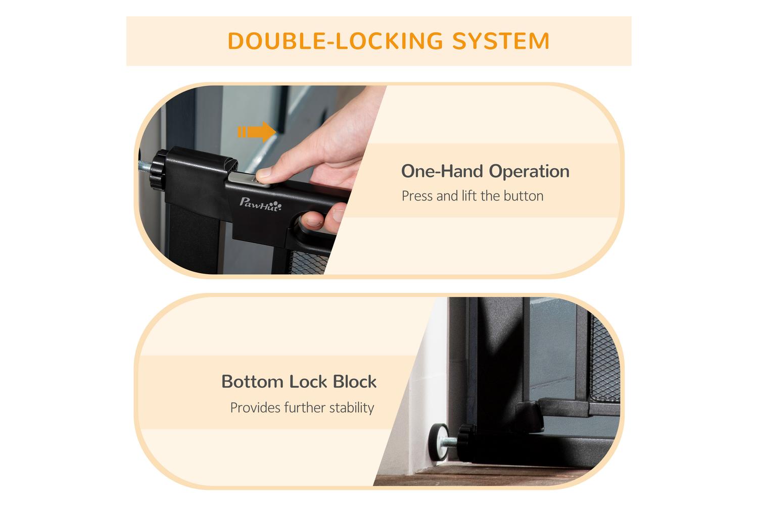 PawHut D06-144V01BK Pressure Adjustable Fit Safety Gate | Black-3