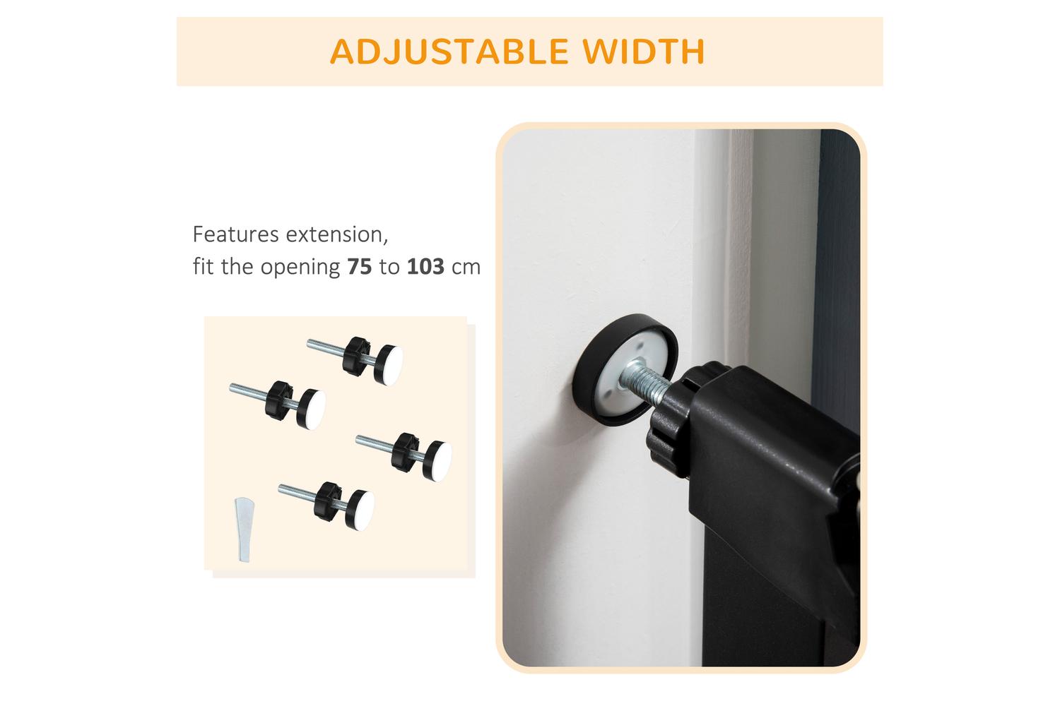 PawHut D06-144V01BK Pressure Adjustable Fit Safety Gate | Black-5