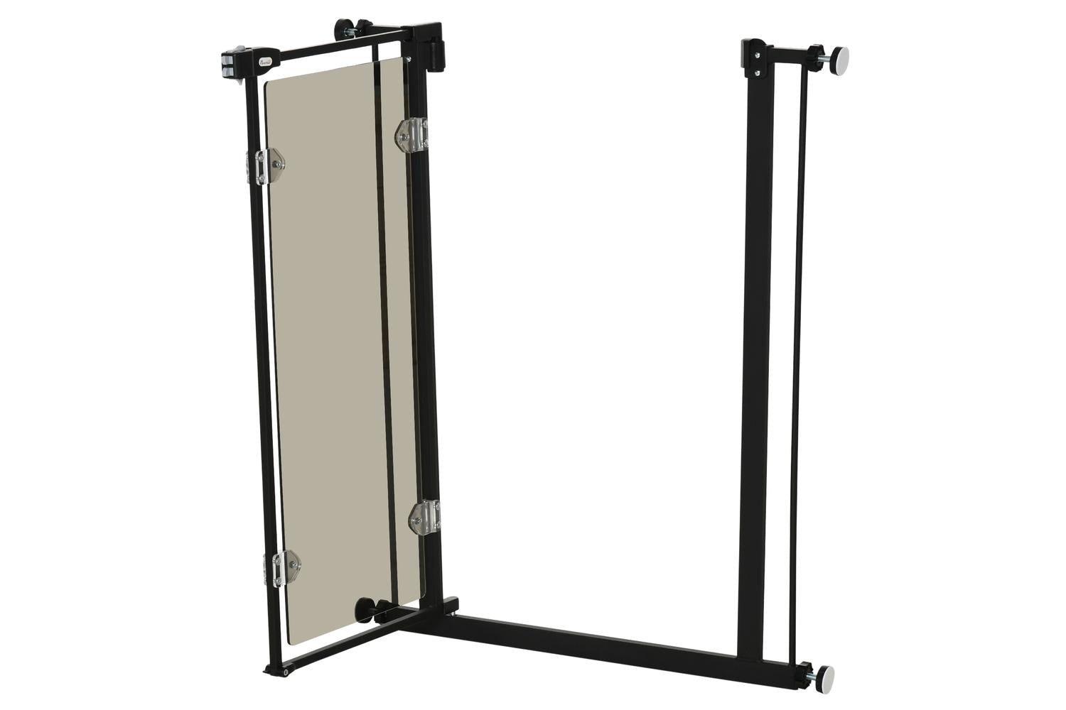 Pawhut D06-147BK Pressure Fit Pet Safety Gate with Double Locking & Auto-Close | Black-7