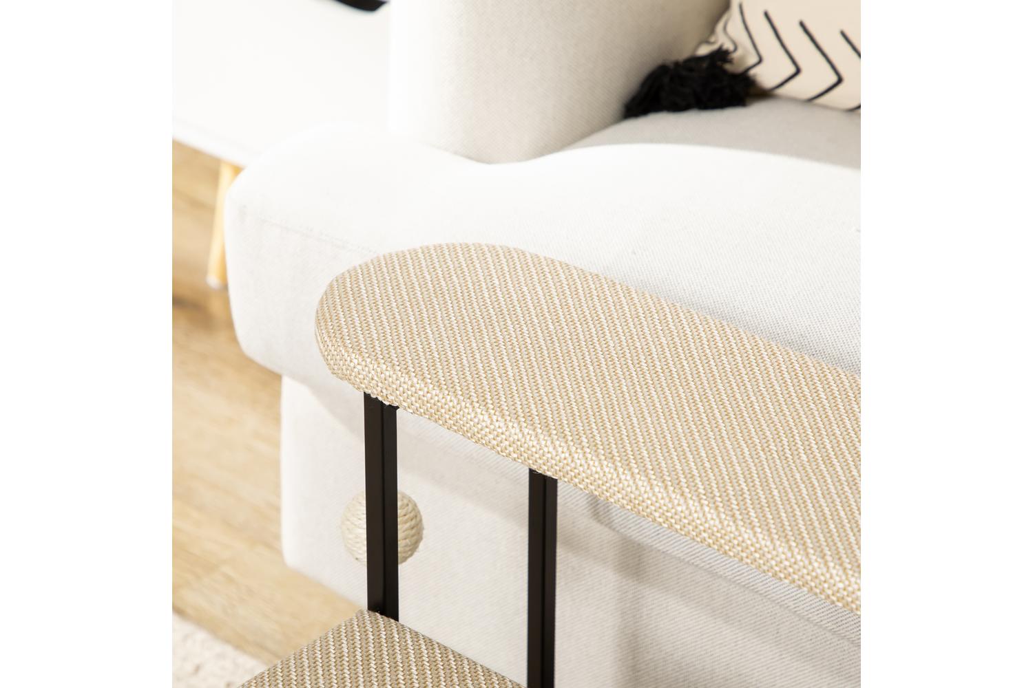 PawHut D06-156V00CW Three-Step Pet Stairs | Cream-7