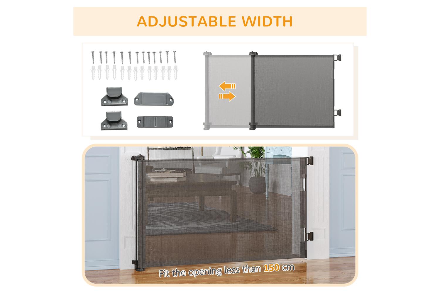 PawHut D06-161V00GY Foldable Pet Gate | Grey-4