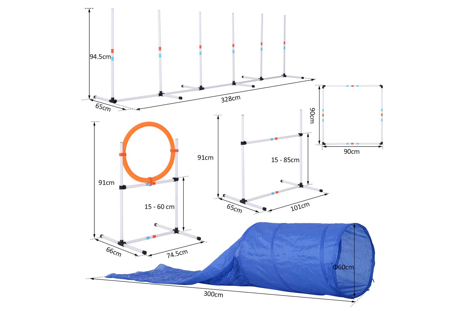 PawHut D07-022 Dogs PE Obstacle Agility Training Set | White-2