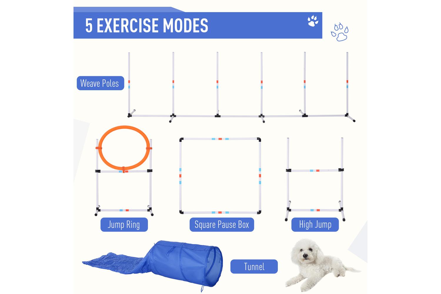 PawHut D07-022 Dogs PE Obstacle Agility Training Set | White-3