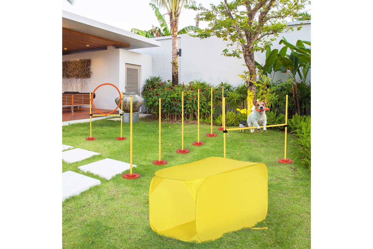 PawHut D07-024 Dogs 4-Obstacle ABS Agility Training Set | Yellow/Red