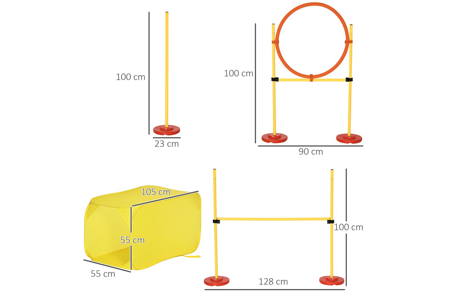 PawHut D07-024 Dogs 4-Obstacle ABS Agility Training Set | Yellow/Red-2