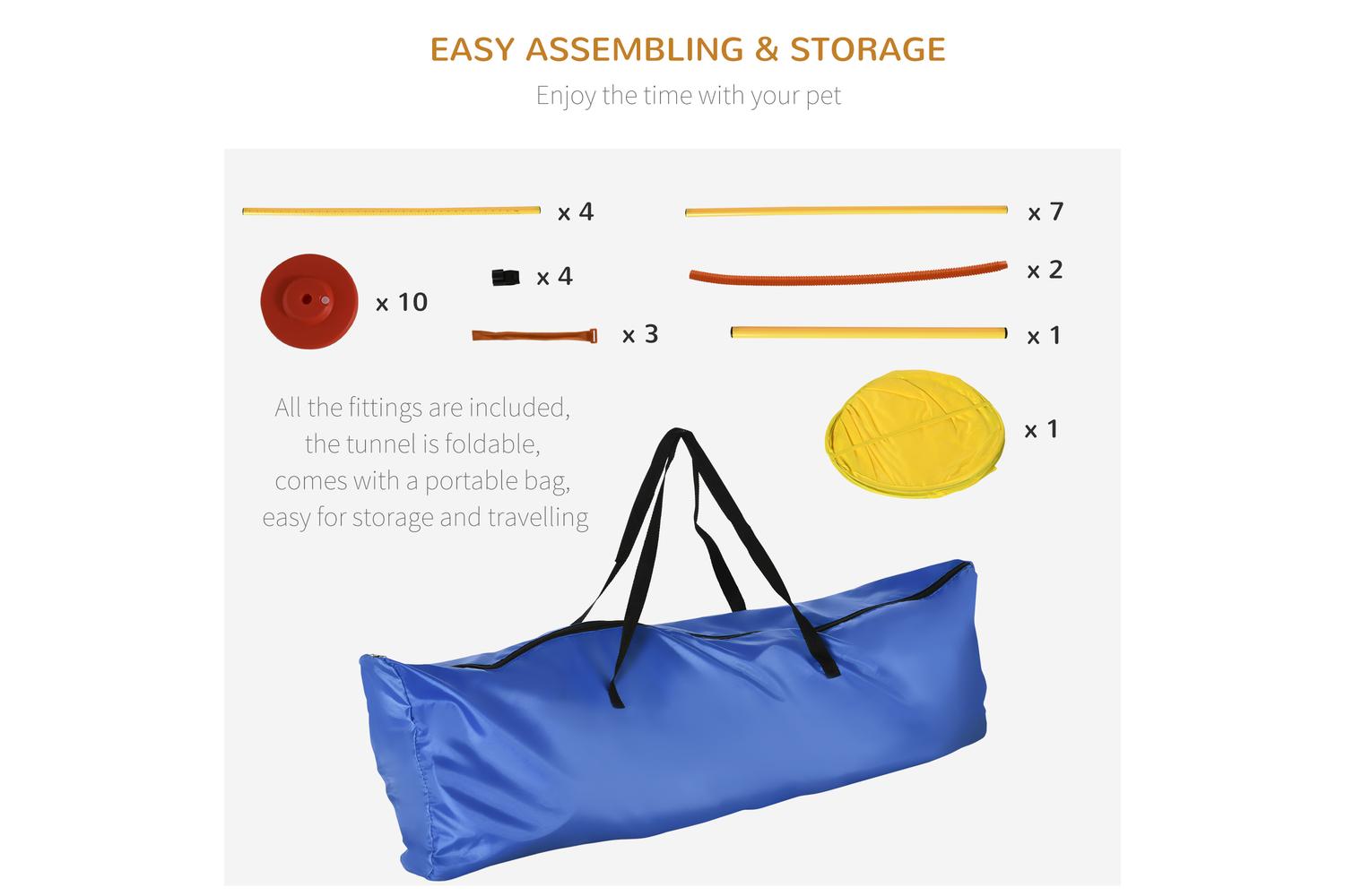 PawHut D07-024 Dogs 4-Obstacle ABS Agility Training Set | Yellow/Red-6