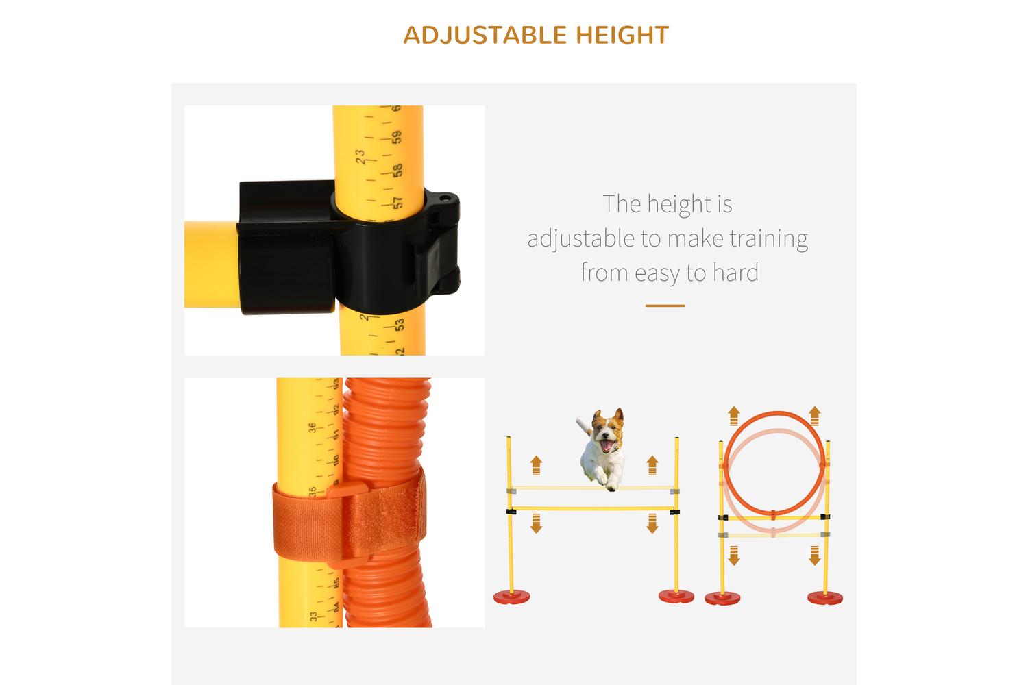 PawHut D07-024 Dogs 4-Obstacle ABS Agility Training Set | Yellow/Red-7