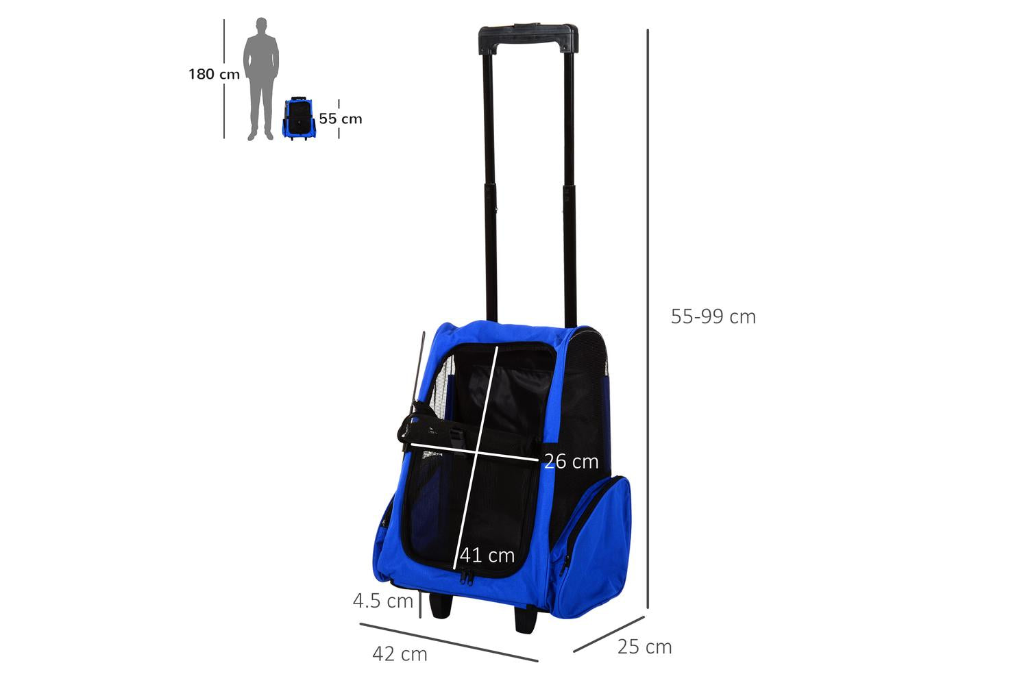 PawHut D1-0011 Dog Travel Crate Stroller | Blue-2