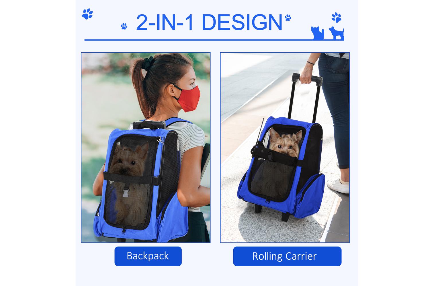 PawHut D1-0011 Dog Travel Crate Stroller | Blue-3