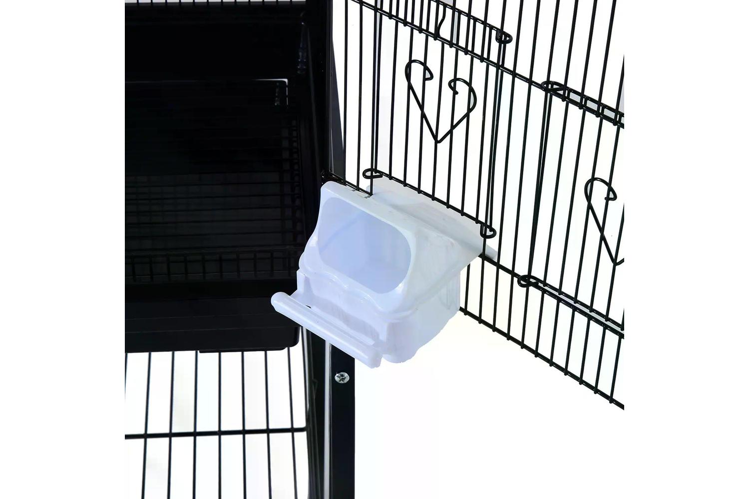 PawHut D10-019BK Metal Bird Cage with Removable Wheels Stand | Black-6