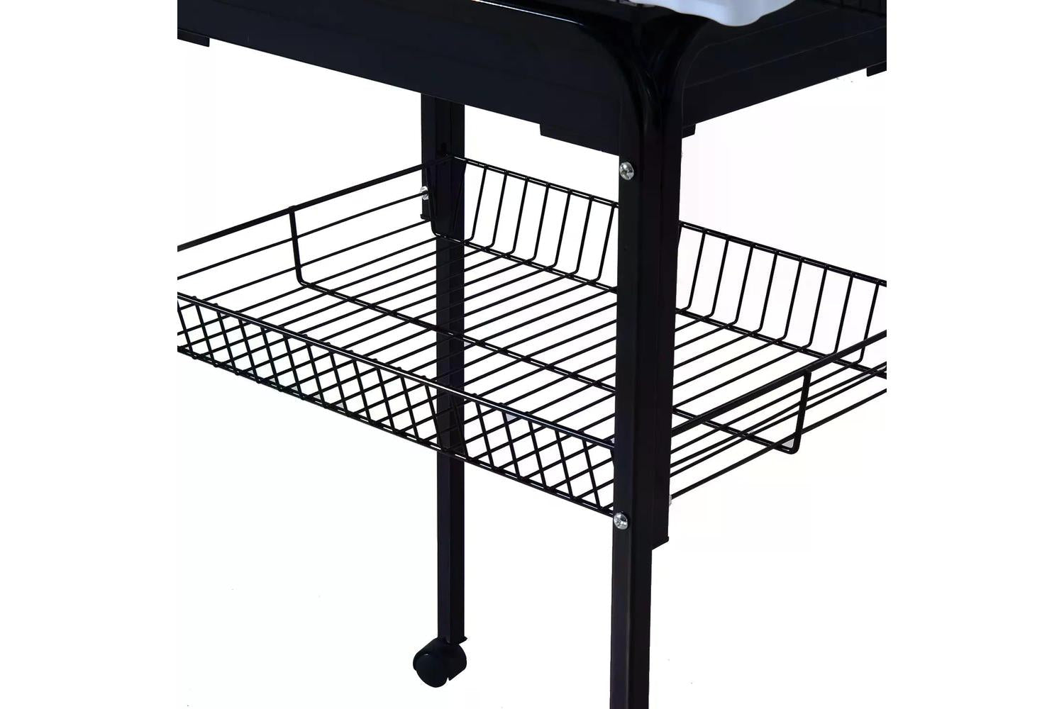 PawHut D10-019BK Metal Bird Cage with Removable Wheels Stand | Black-7