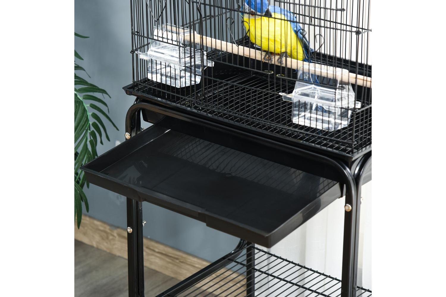 PawHut D10-019V01BK Bird Cage with Stand Wheels | Black-7
