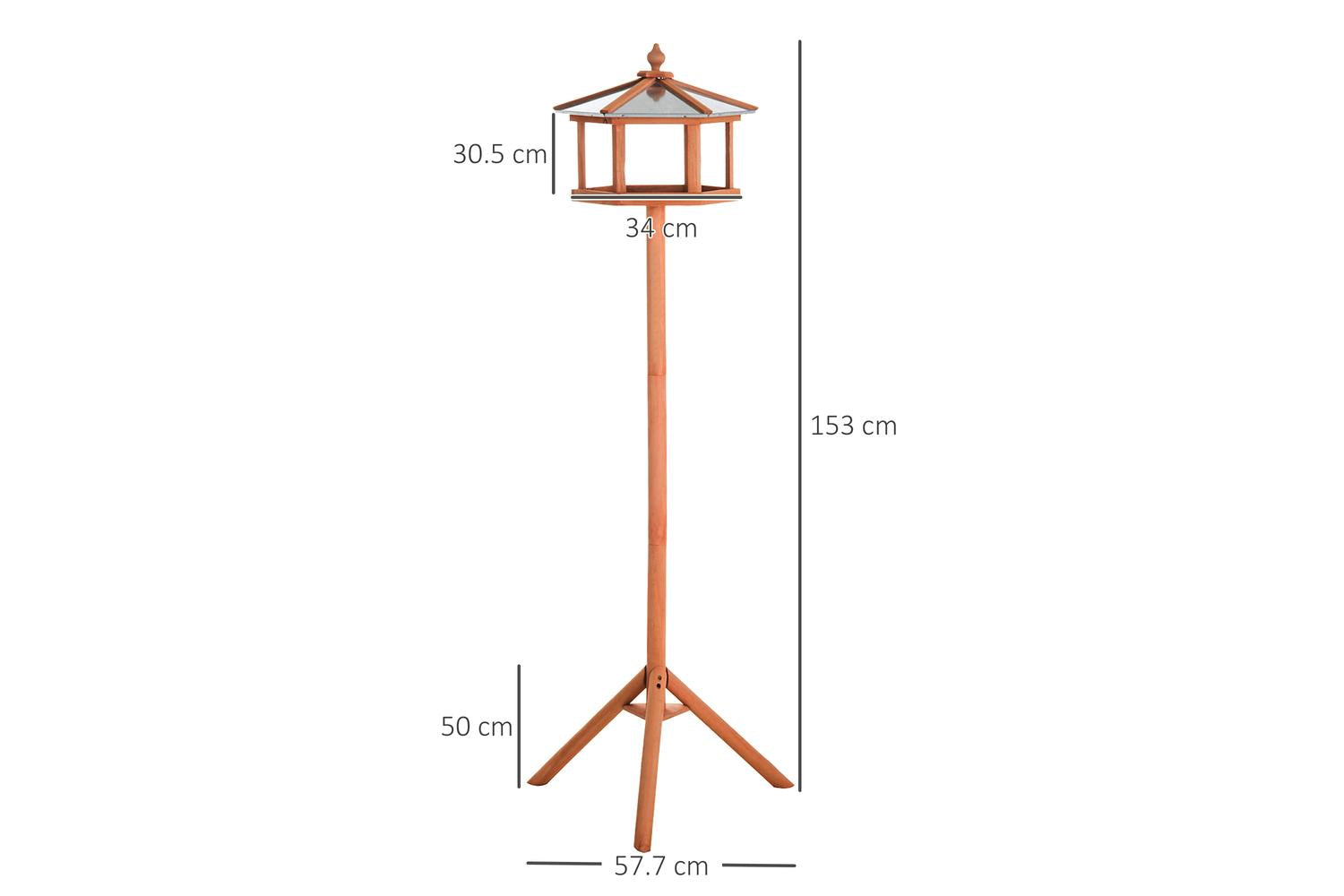 PawHut D10-044 Wooden Freestanding Garden Bird Table | Natural Wood-2