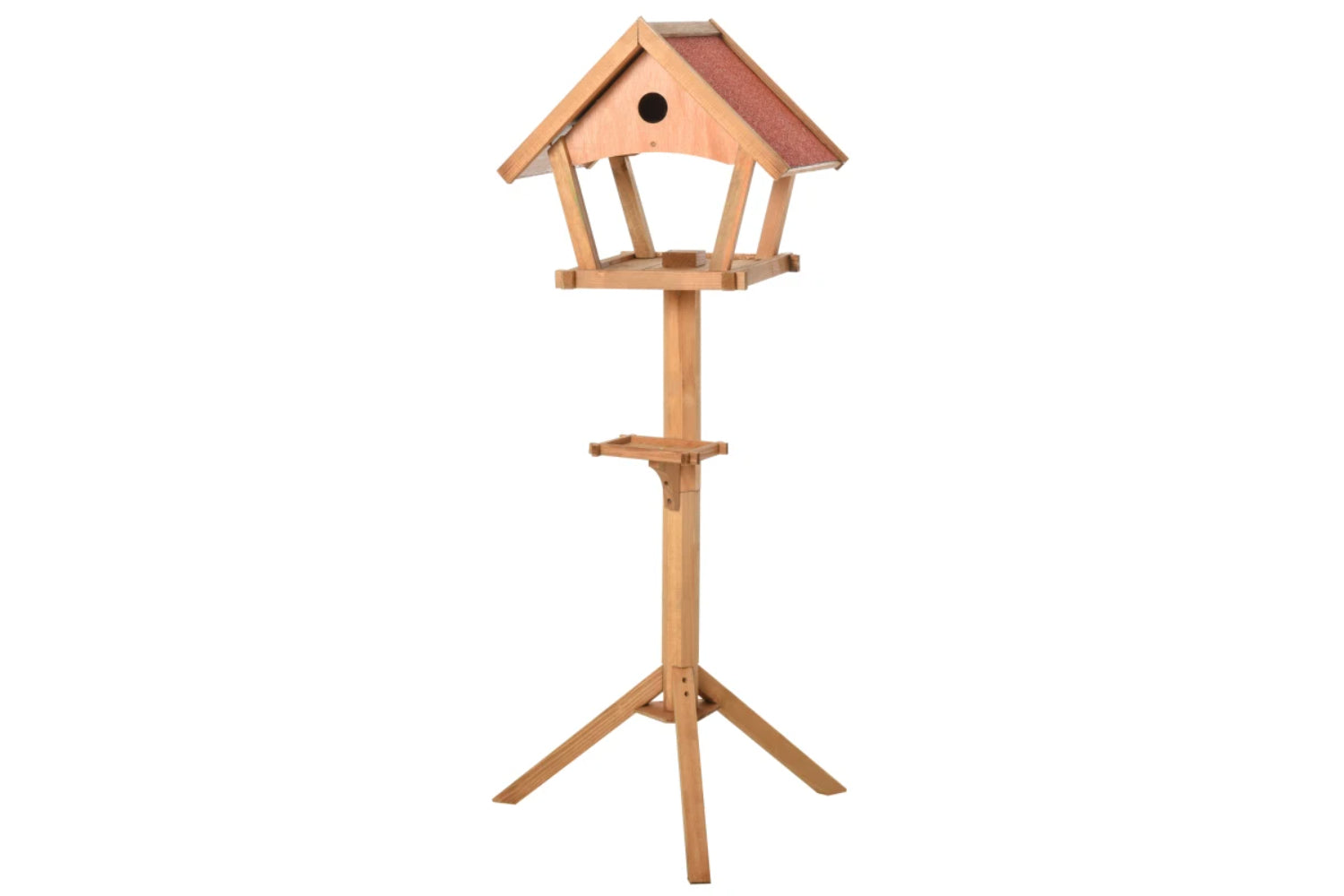 PawHut D10-058 Wooden Bird Feeder Stand | Natural