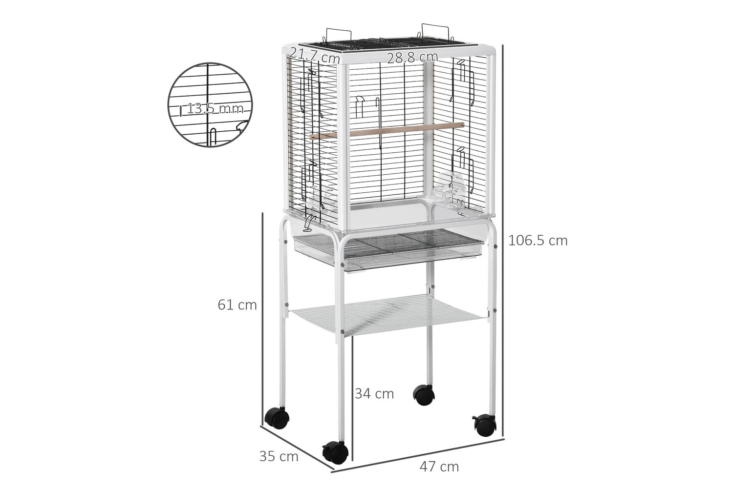 PawHut D10-080WT  Bird Cage |  White & Black-2