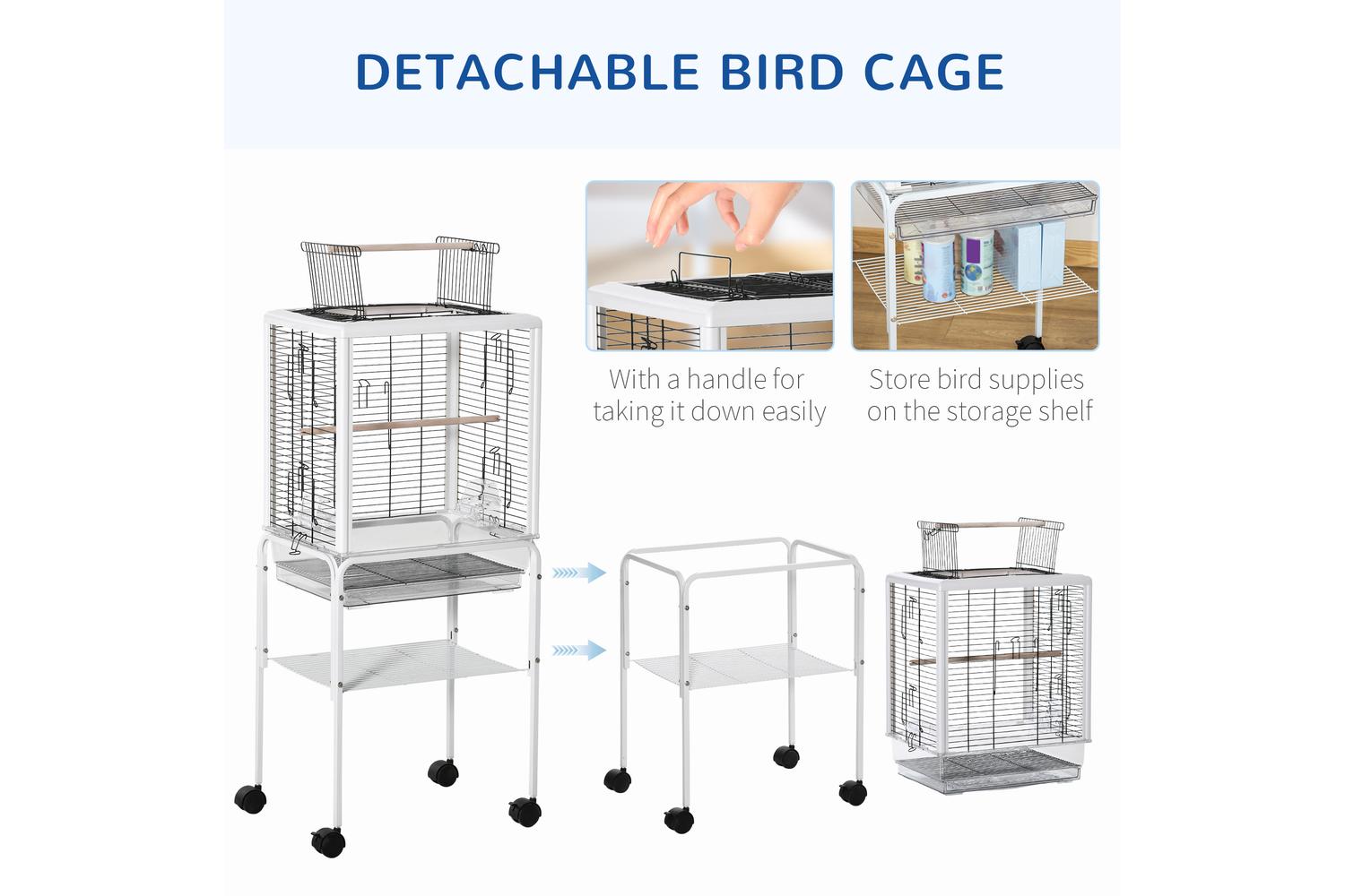 PawHut D10-080WT  Bird Cage |  White & Black-3