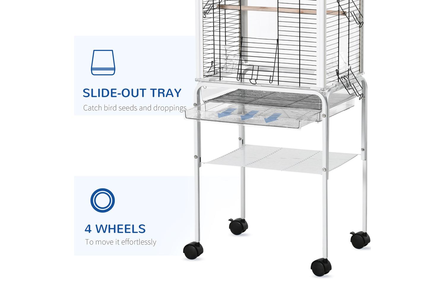 PawHut D10-080WT  Bird Cage |  White & Black-4