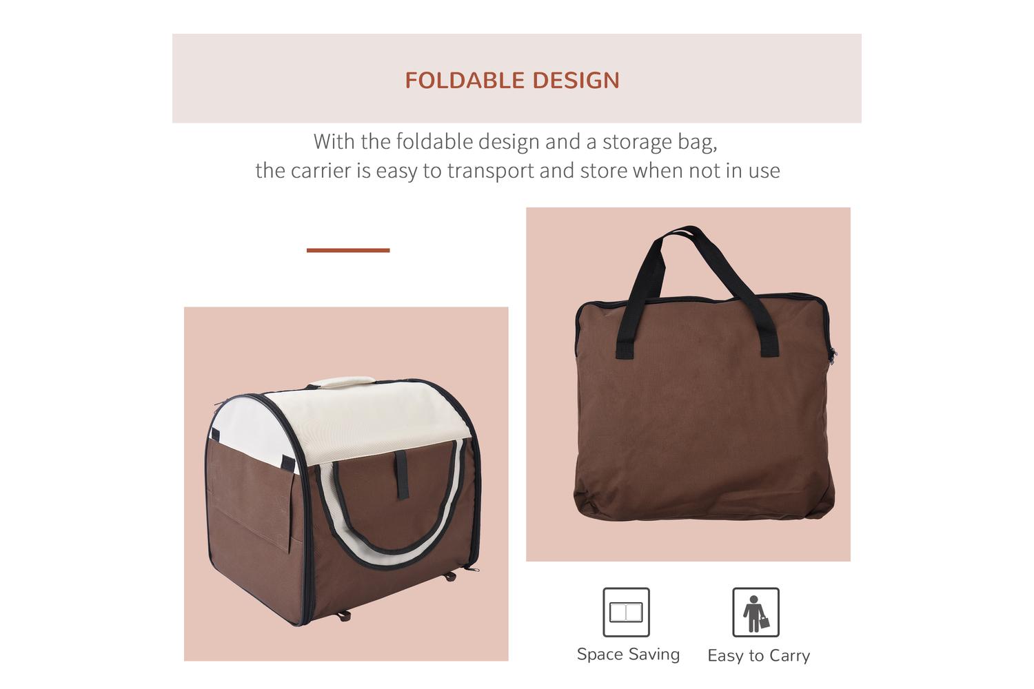 PawHut D1-0100 Pet Carrier Bag | Brown-3