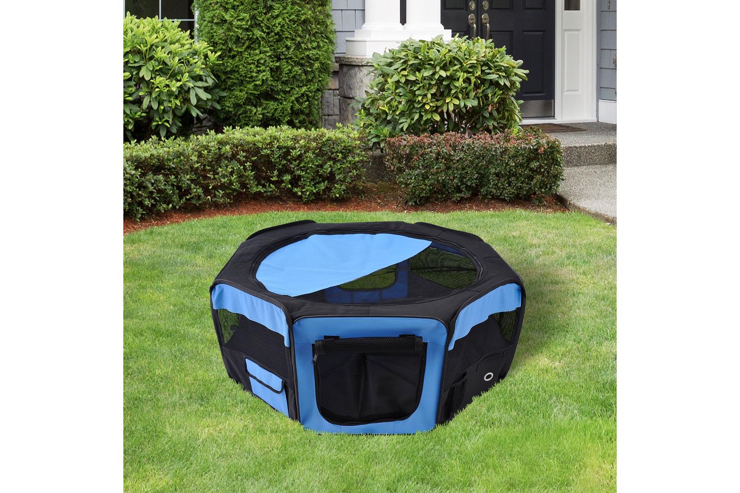 PawHut D1-0109 Breathable Pet Playpen | Blue & Black