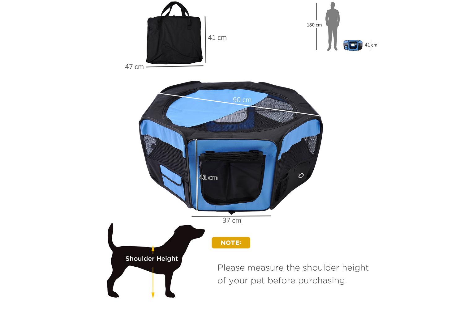 PawHut D1-0109 Breathable Pet Playpen | Blue & Black-2