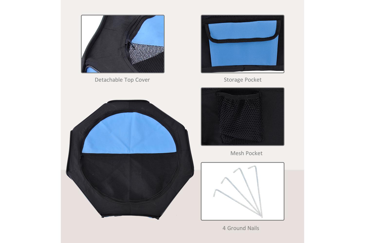 PawHut D1-0109 Breathable Pet Playpen | Blue & Black-6