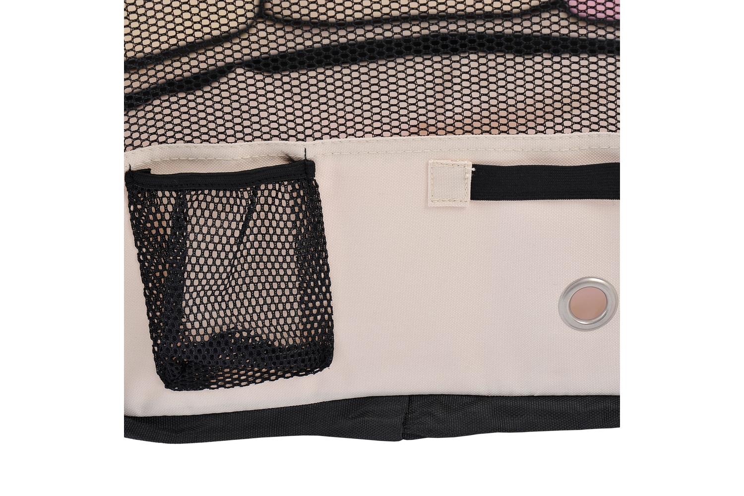 PawHut D1-0110 Breathable Pet Playpen | Beige & Pink-7