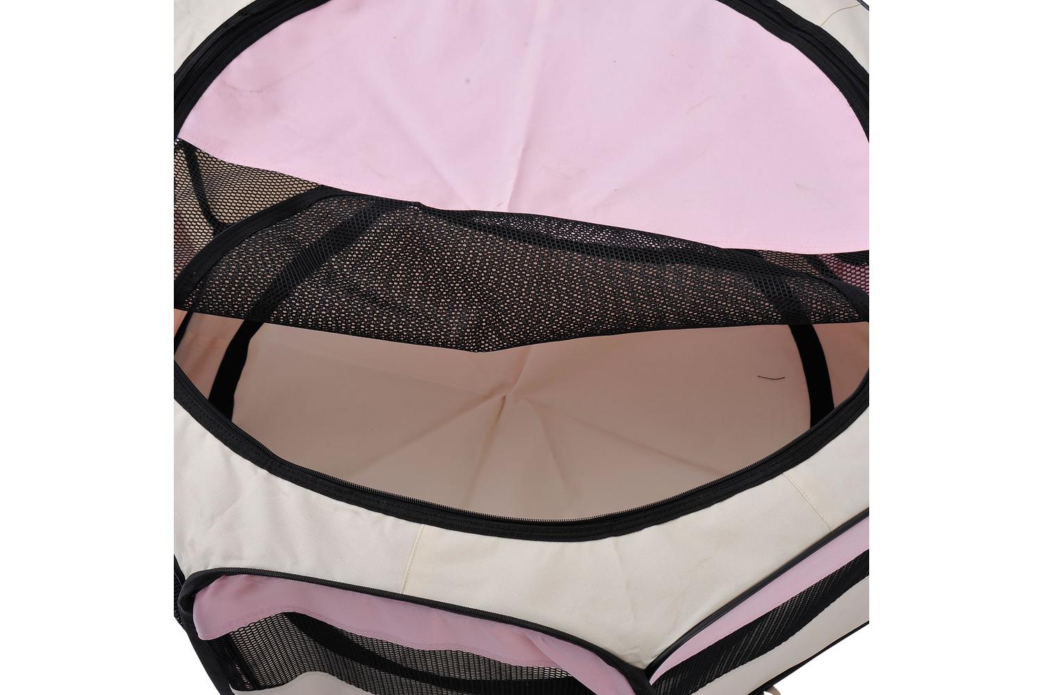 PawHut D1-0110 Breathable Pet Playpen | Beige & Pink-9