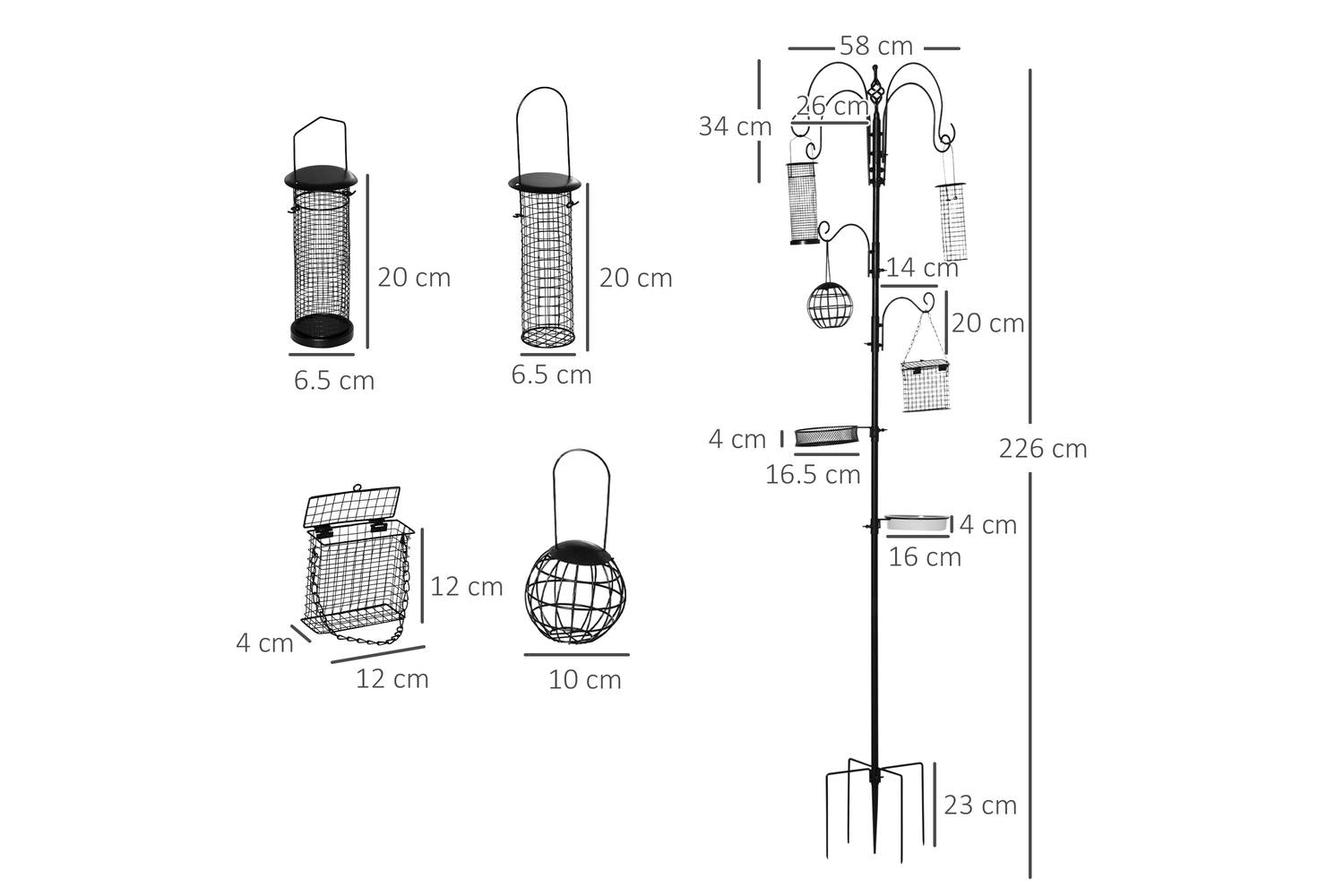 PawHut D11-006BK Bird Feeding Station | Black-2