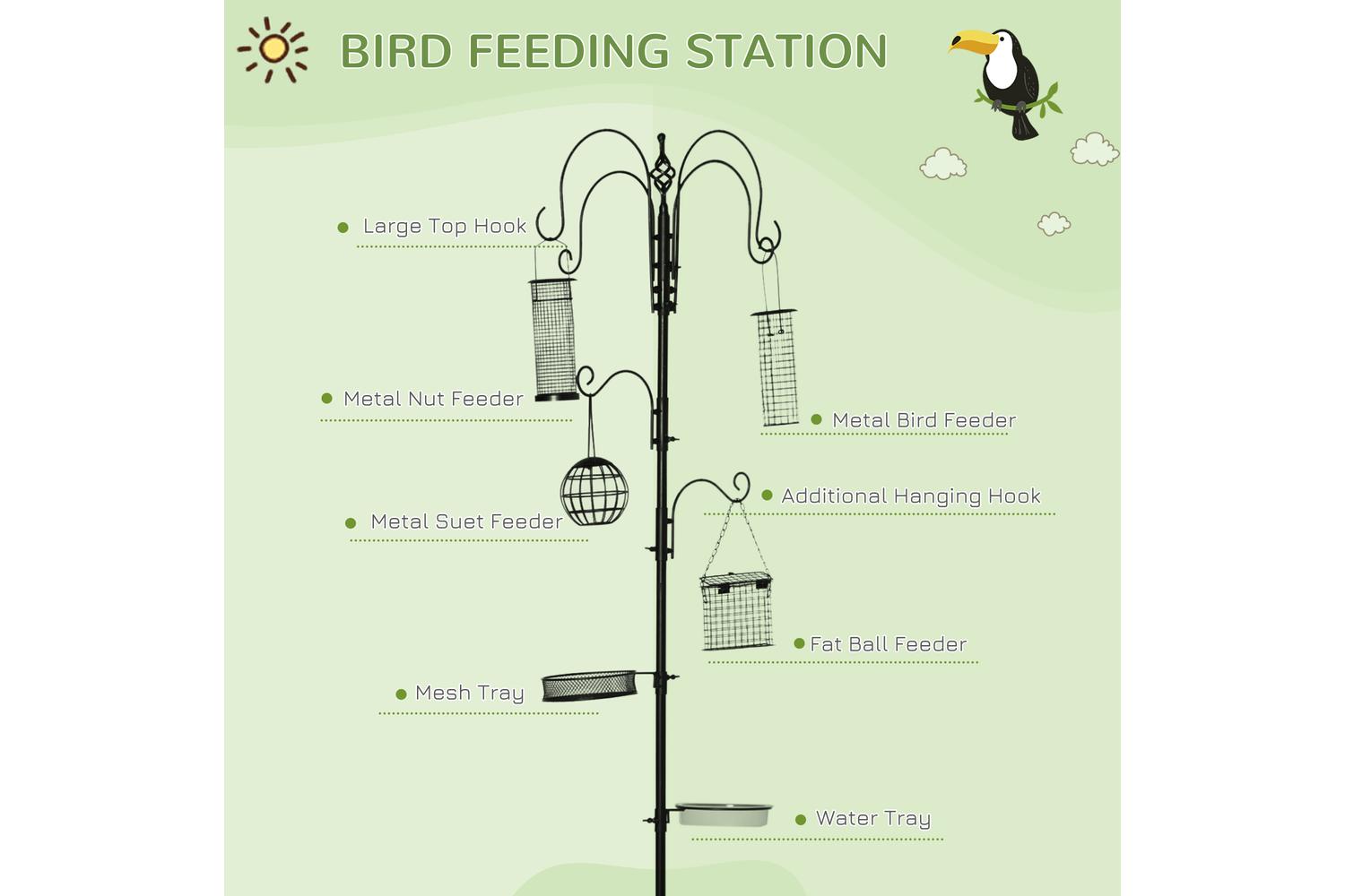 PawHut D11-006BK Bird Feeding Station | Black-3