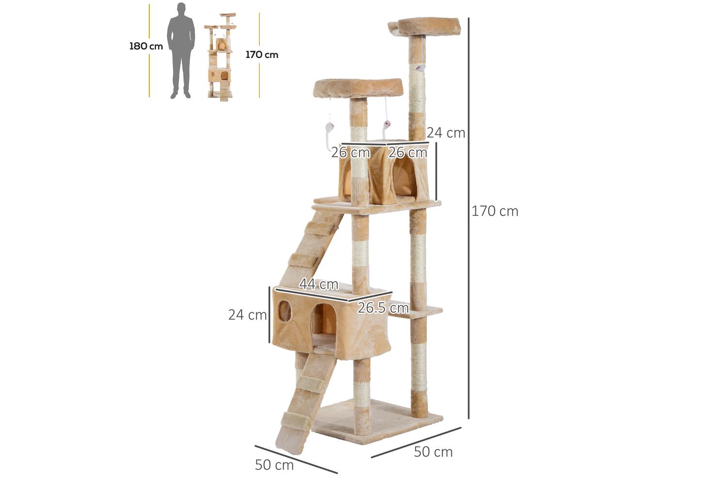 PawHut D30-050CW Cat Tree | Cream-2