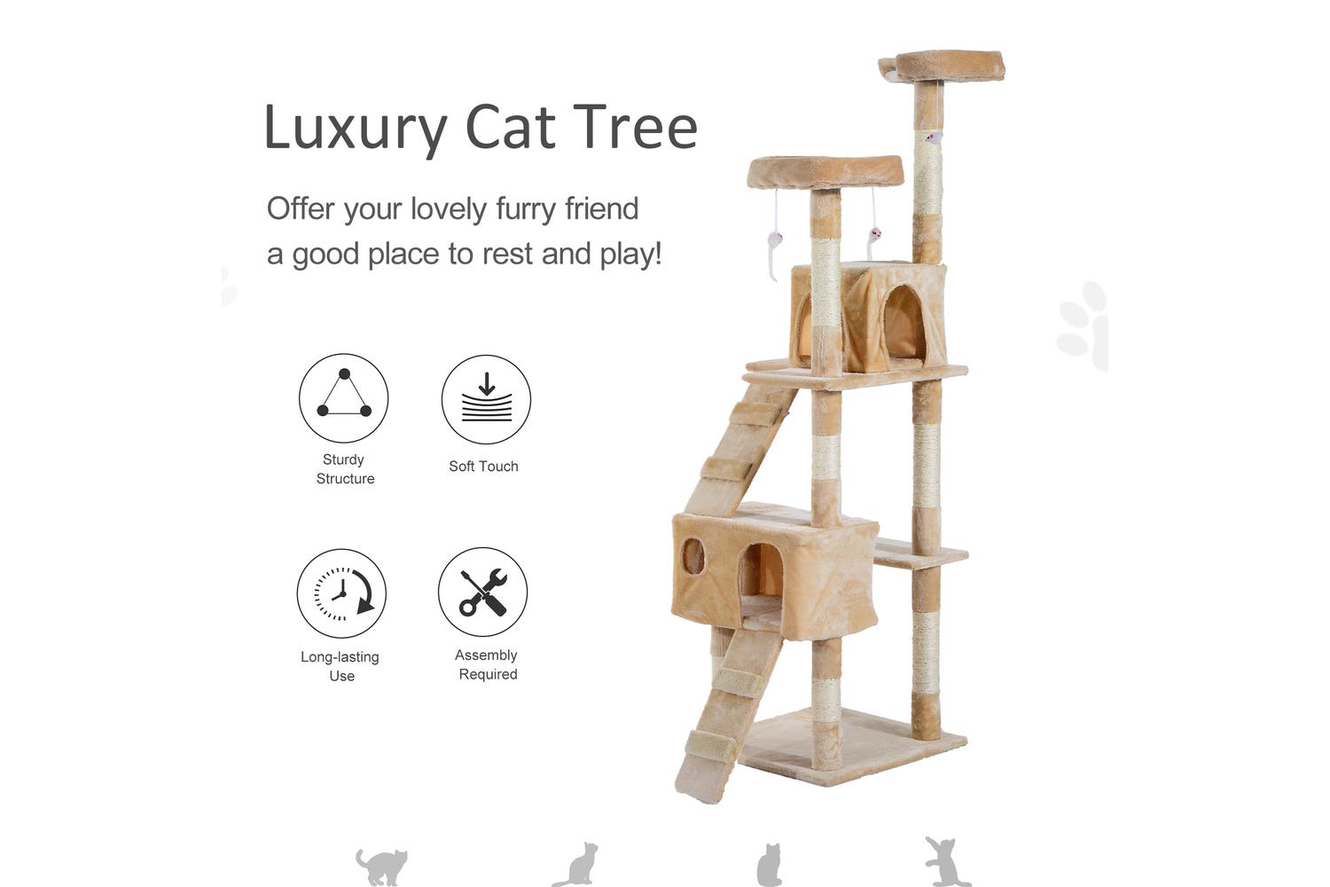 PawHut D30-050CW Cat Tree | Cream-3