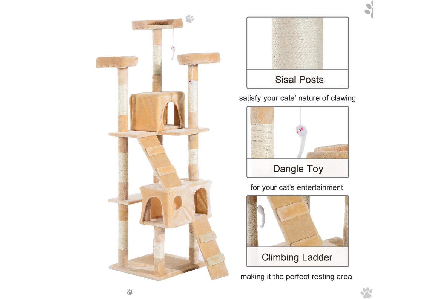 PawHut D30-050CW Cat Tree | Cream-4