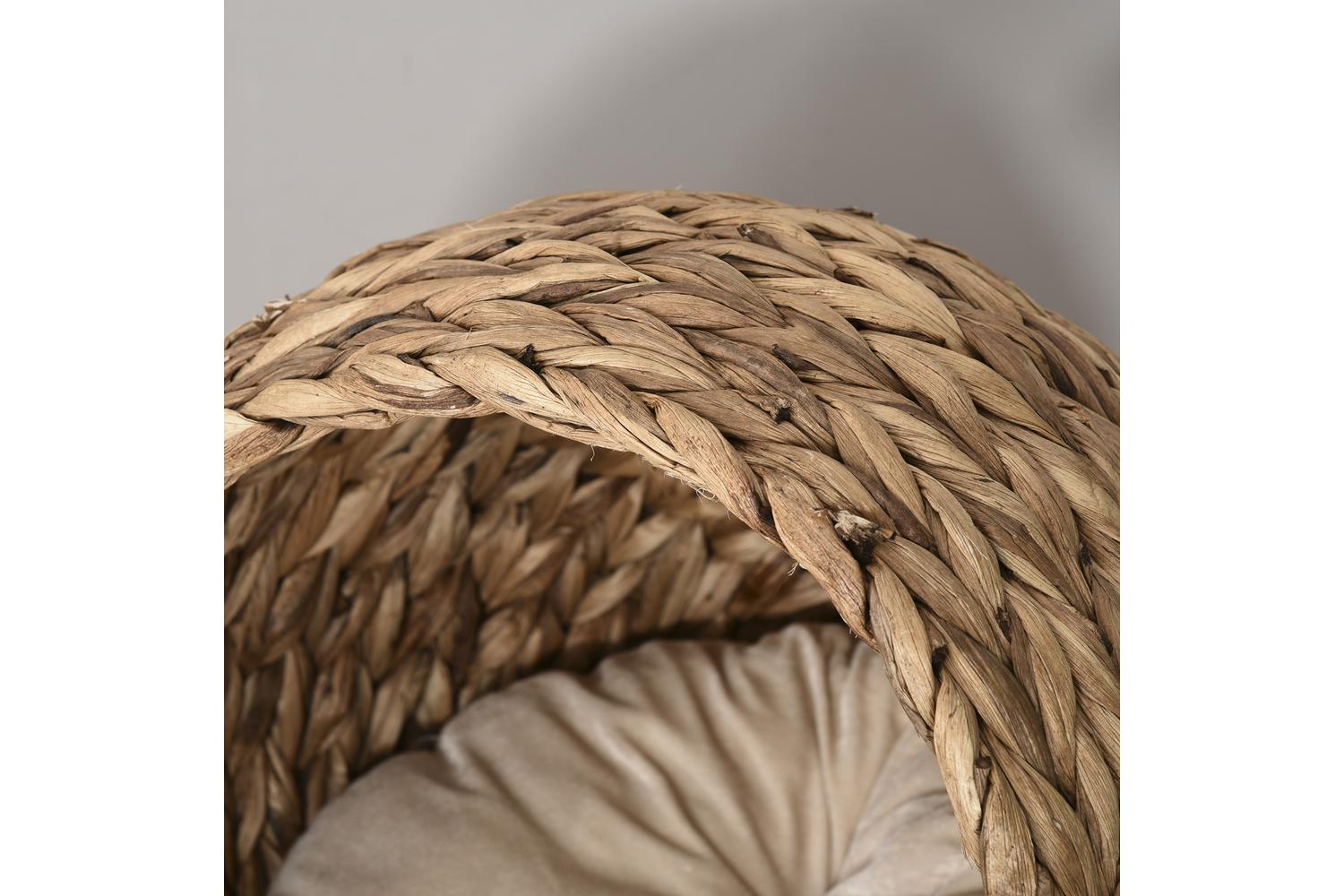 PawHut D30-104 Rattan Cat House | Natural Brown/Beige