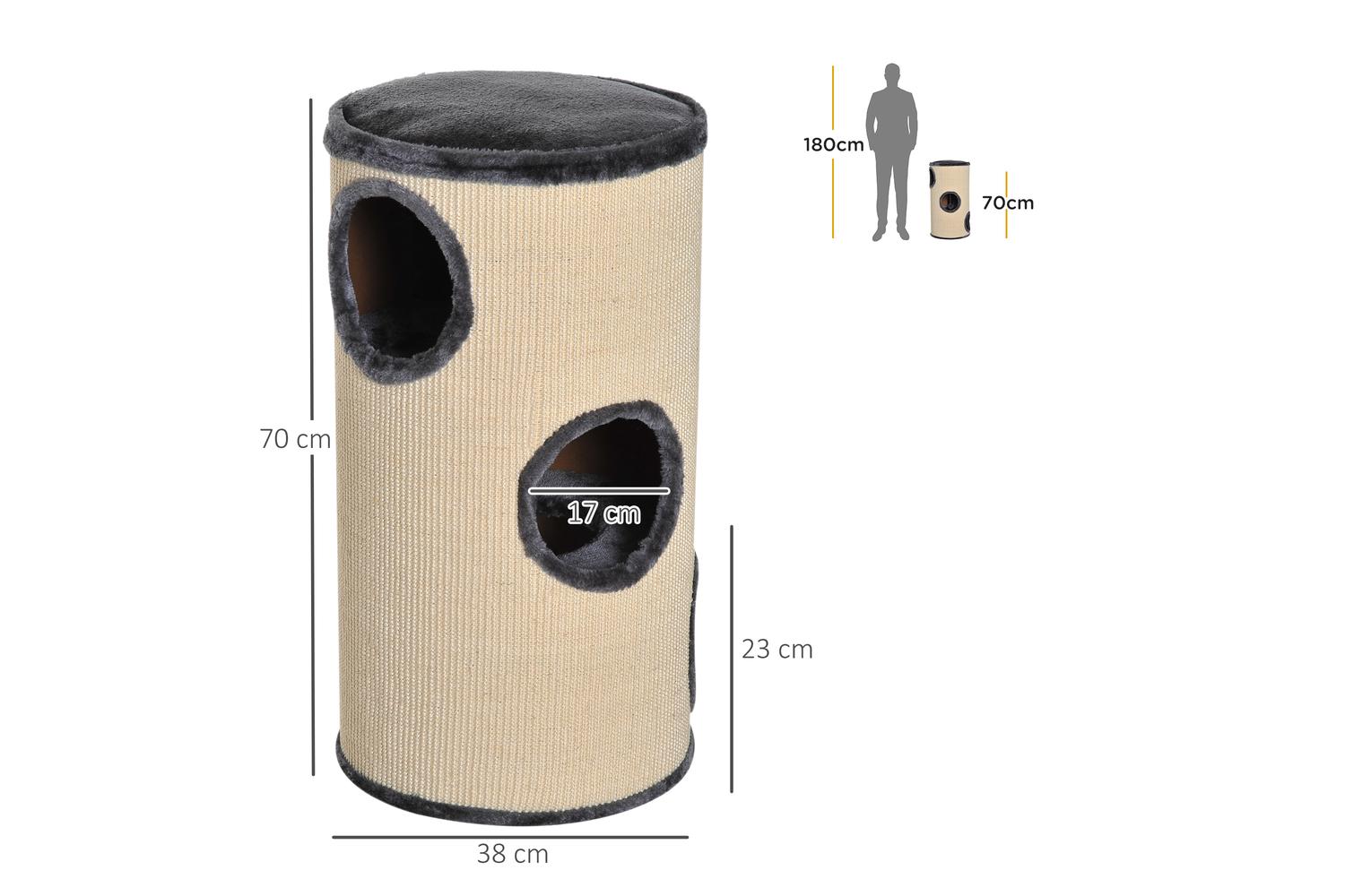 PawHut D30-199 Cat Scratching Barrel | Beige & Grey-2