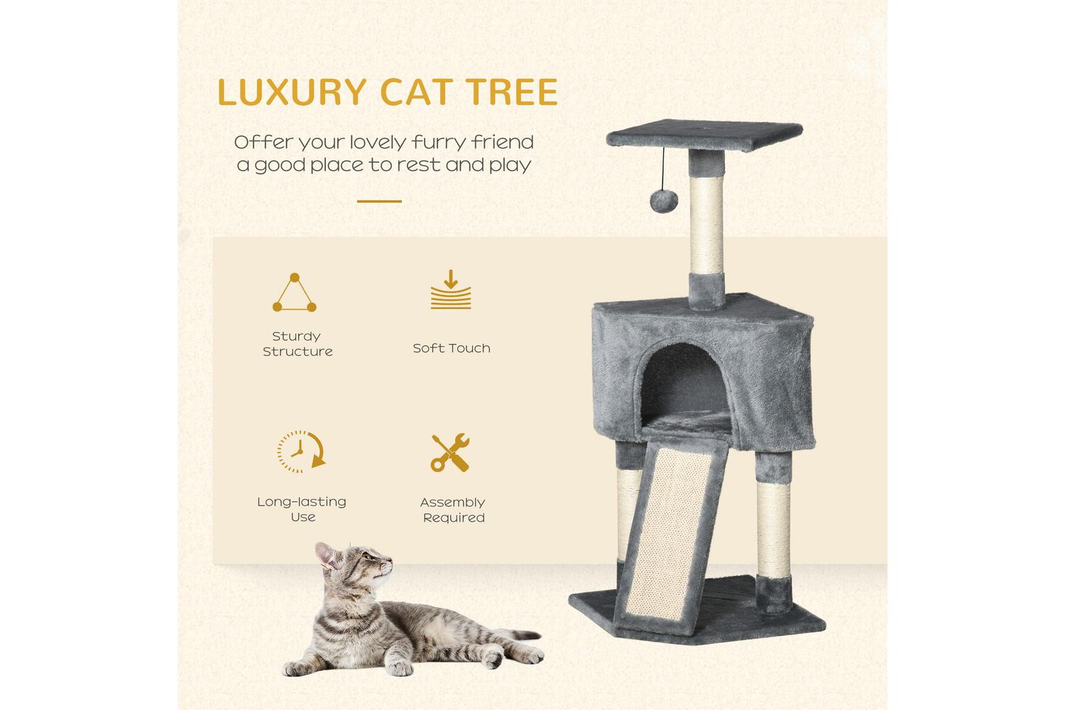 Pawhut D30-253GY Cat Tree Scratching Post for Kitty | Grey-5