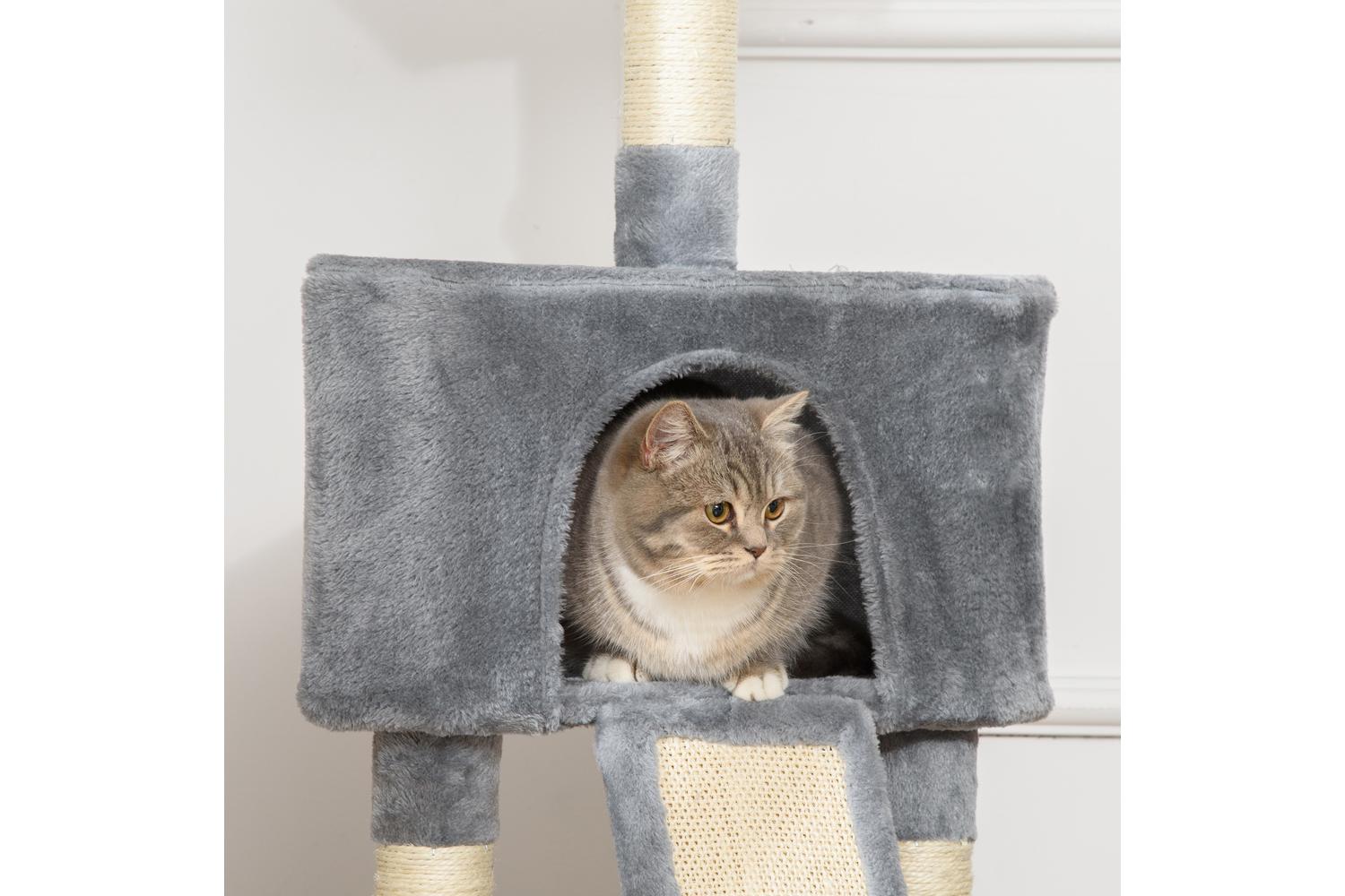 Pawhut D30-253GY Cat Tree Scratching Post for Kitty | Grey-7