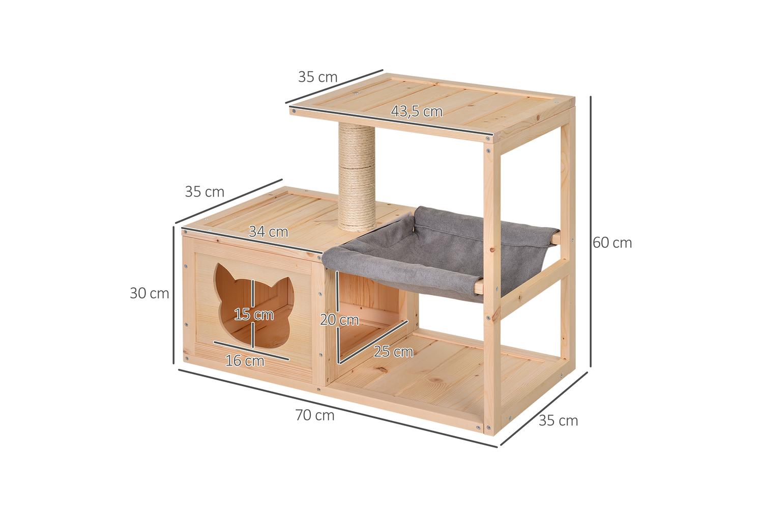 Pawhut D30-263 Mult-level Cat Tree Scratcher Wooden Kittiy House-2