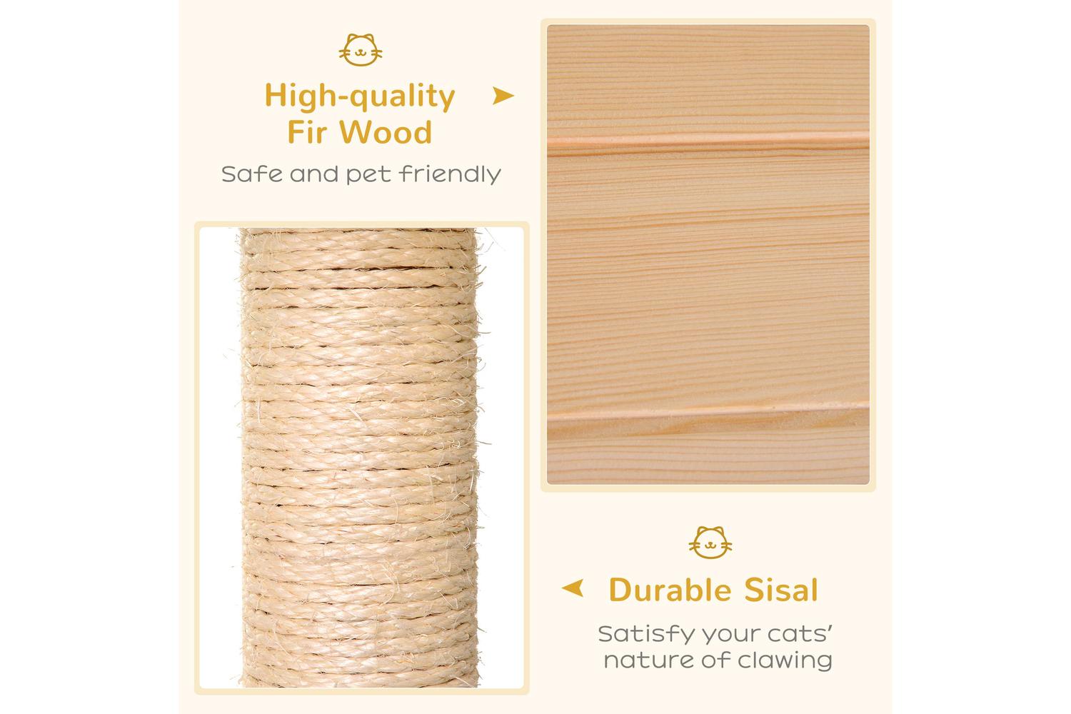 Pawhut D30-263 Mult-level Cat Tree Scratcher Wooden Kittiy House-5