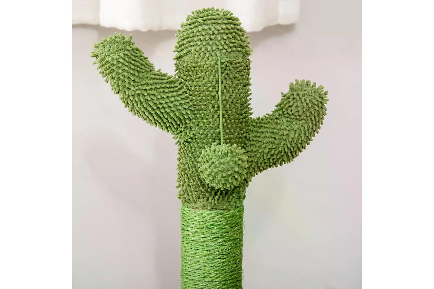 PawHut D30-453 Cactus Sisal Scratching Post Cat Tree | Green/Natural-6